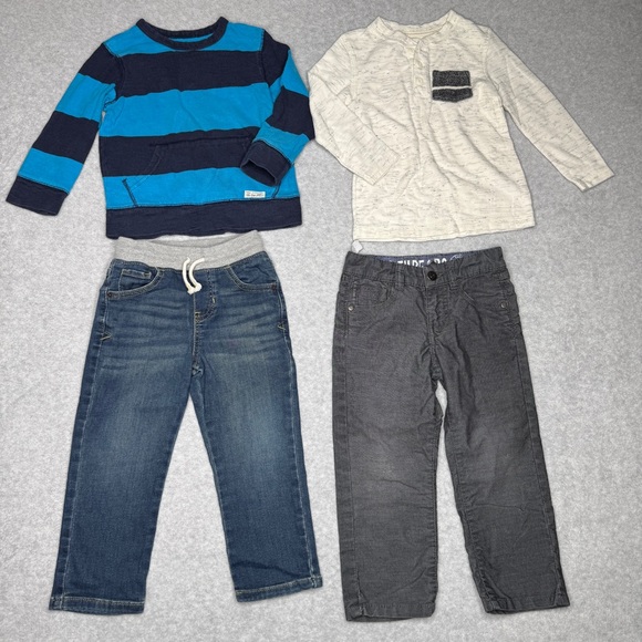 Cat & Jack Jeans 3T Long Sleeve Shirts GAP Pants Bundle Boys Adjustable Waist - Picture 1 of 12